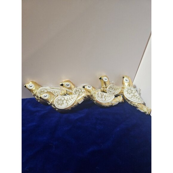 6 Gold & White Embroidered Turtle Doves of Peace Target Christmas Ornaments - Picture 5 of 9